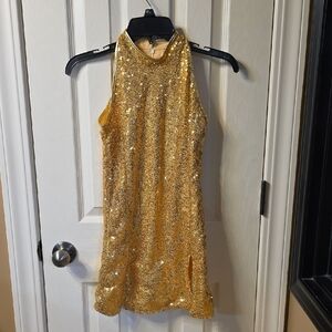 Sparkling Gold Sequin Kids Dress